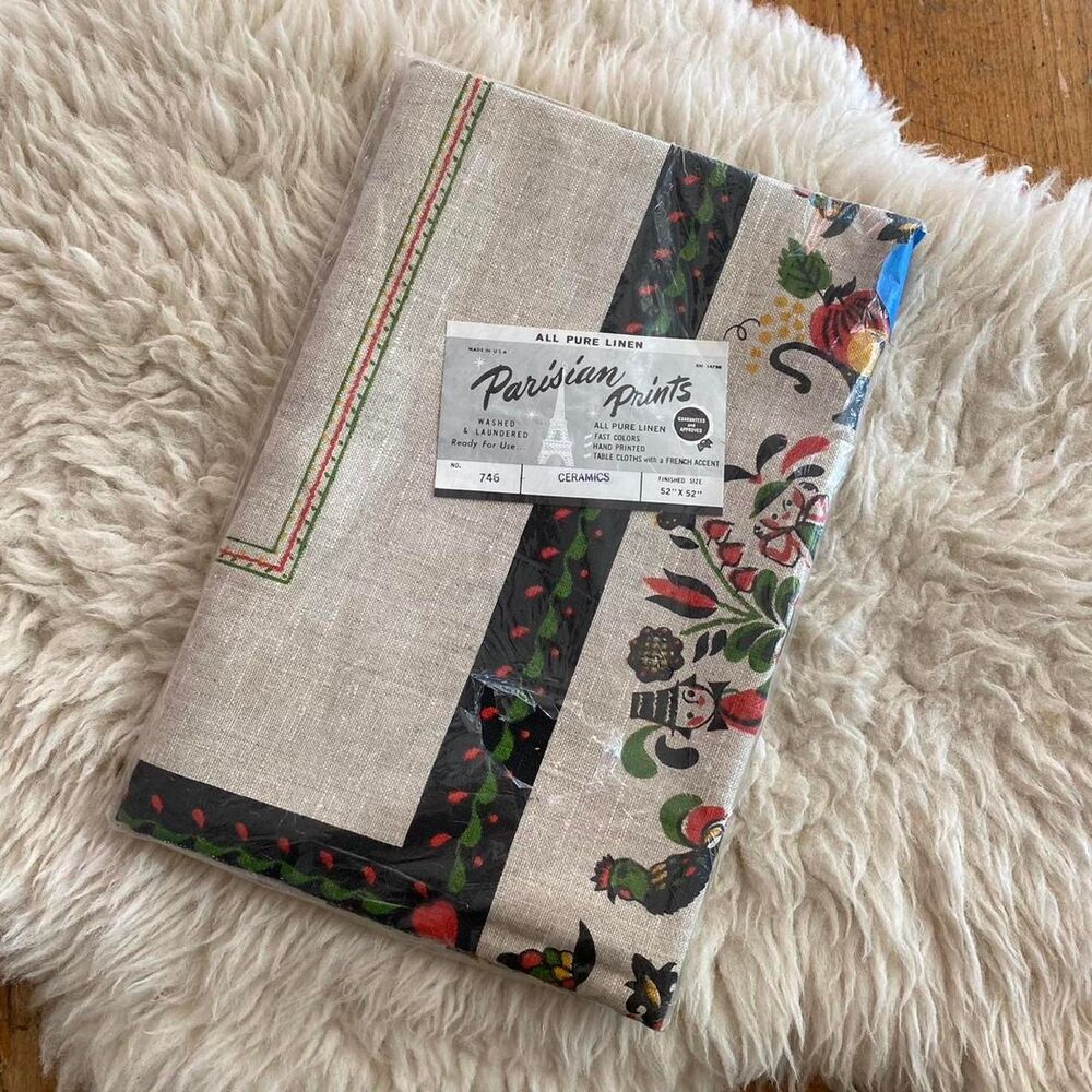 Parisian Prints Vintage Deadstock Linen Tablecloth